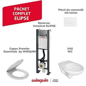 Instalatie wc incastrat cu cadru Wirquin Elipse+clapeta+vas WC ROCA+capac (50950179)