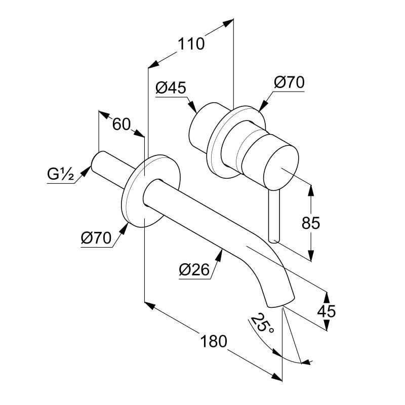 Baterie pentru lavoar Kludi BOZZ 180 (382445376)