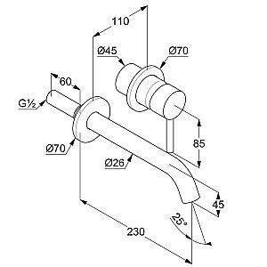 Baterie pentru lavoar Kludi BOZZ 230 (382455376)