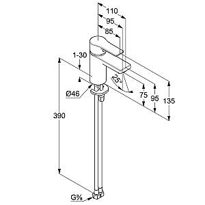Baterie pentru lavoar Kludi ZENTA SL 75 (483893965)
