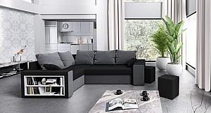Canapea coltar Space Meble Dallas Left Mikrofaza 15/Mikrofaza 27 (Black/Gray)
