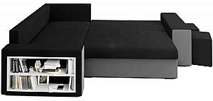 Canapea coltar Space Meble Dallas Left Mikrofaza 15/Mikrofaza 27 (Black/Gray)