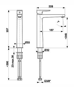Baterie pentru lavoar Armatura Narva Negru (104750)