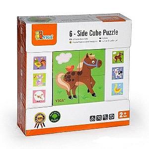  VIGA 4pcs 6-side Cube Puzzle – Farm Animals