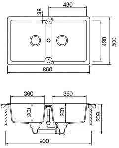 Chiuveta de bucatarie SCHOCK Set Element N-200 Sabbia+Plutos Sabbia