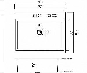 Chiuveta de bucatarie PLATINUM Handmade HSB 3.0/1.0 60x50