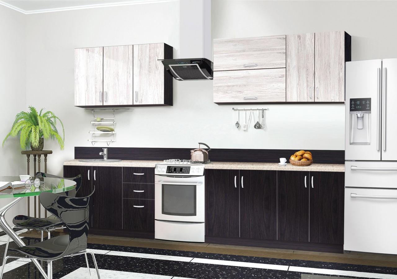 Set mobila bucatarie Modern Paola 2.6m Wenge Magic/Craft Oak White