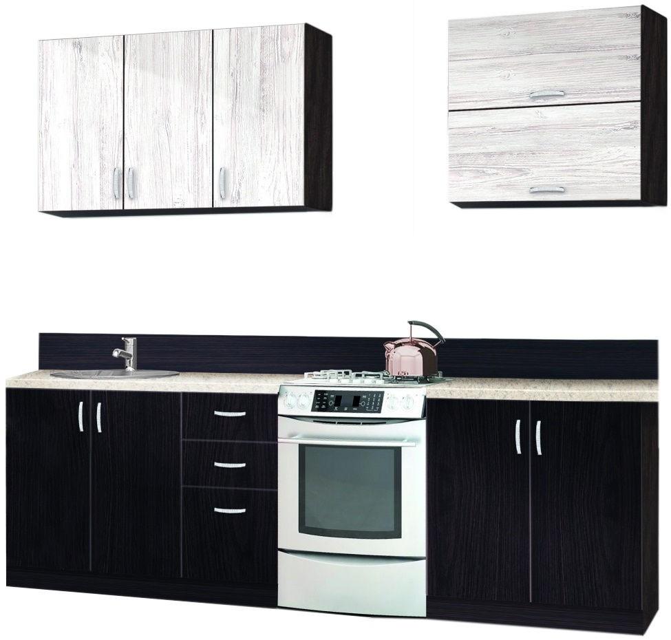 Set mobila bucatarie Modern Paola 2.0m Wenge Magic/Craft Oak White