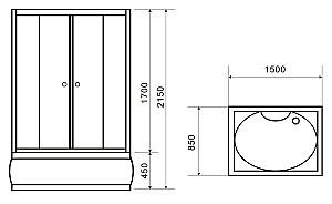 Cabina de dus cu hidromasaj VLM BS6040 150x85 H215