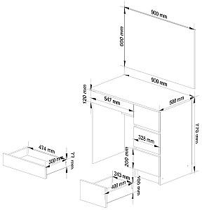 Masa de machiaj Akord T-6/SL 900x600 Right (White)