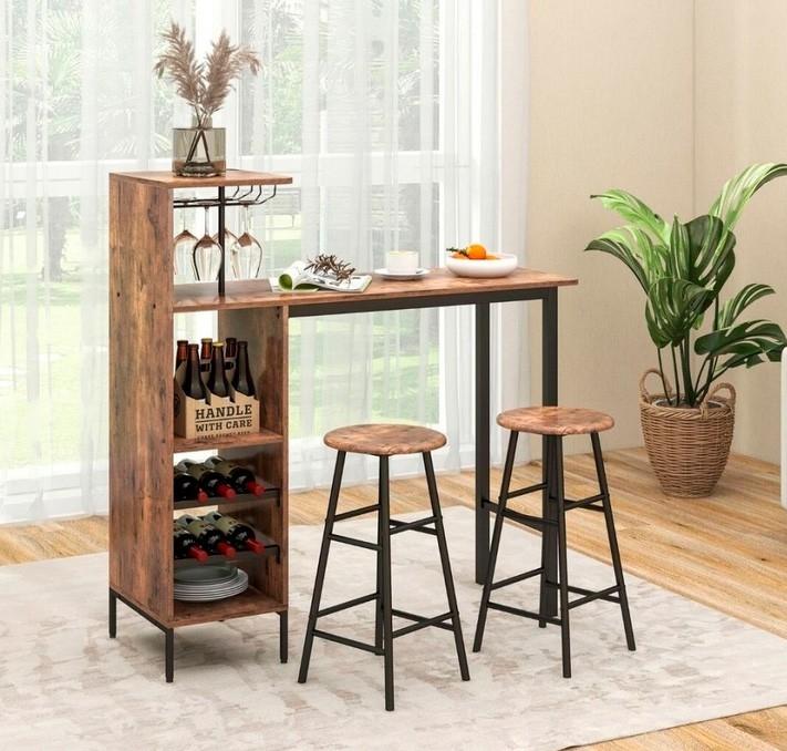 Set de masa si scaune Costway JV10669BN (Brown)