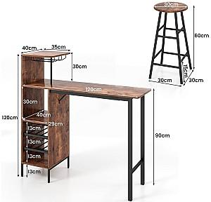 Set de masa si scaune Costway JV10669BN (Brown)