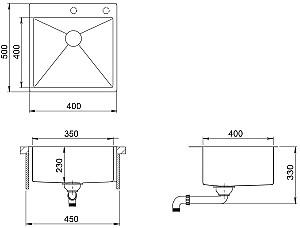 Chiuveta de bucatarie SanDonna HD4050 Auriu + Baterie NERA Auriu