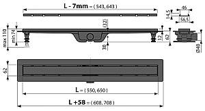 Rigola de dus Alcaplast APZ19BLACK-650
