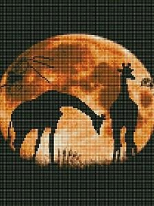 Pictura cu diamante Strateg Girafă pe fundalul lunii HX025