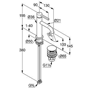 Baterie pentru lavoar Kludi Nova Fonte Pura 100 (202885315)