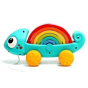 Jucarie de impins si tras Hola Toys Rainbow Chameleon