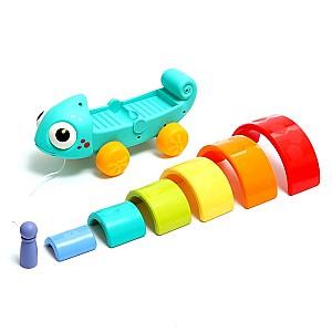 Jucarie de impins si tras Hola Toys Rainbow Chameleon