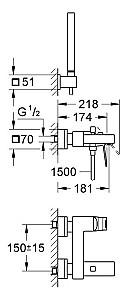 Baterie cada Grohe Eurocube (23141000)