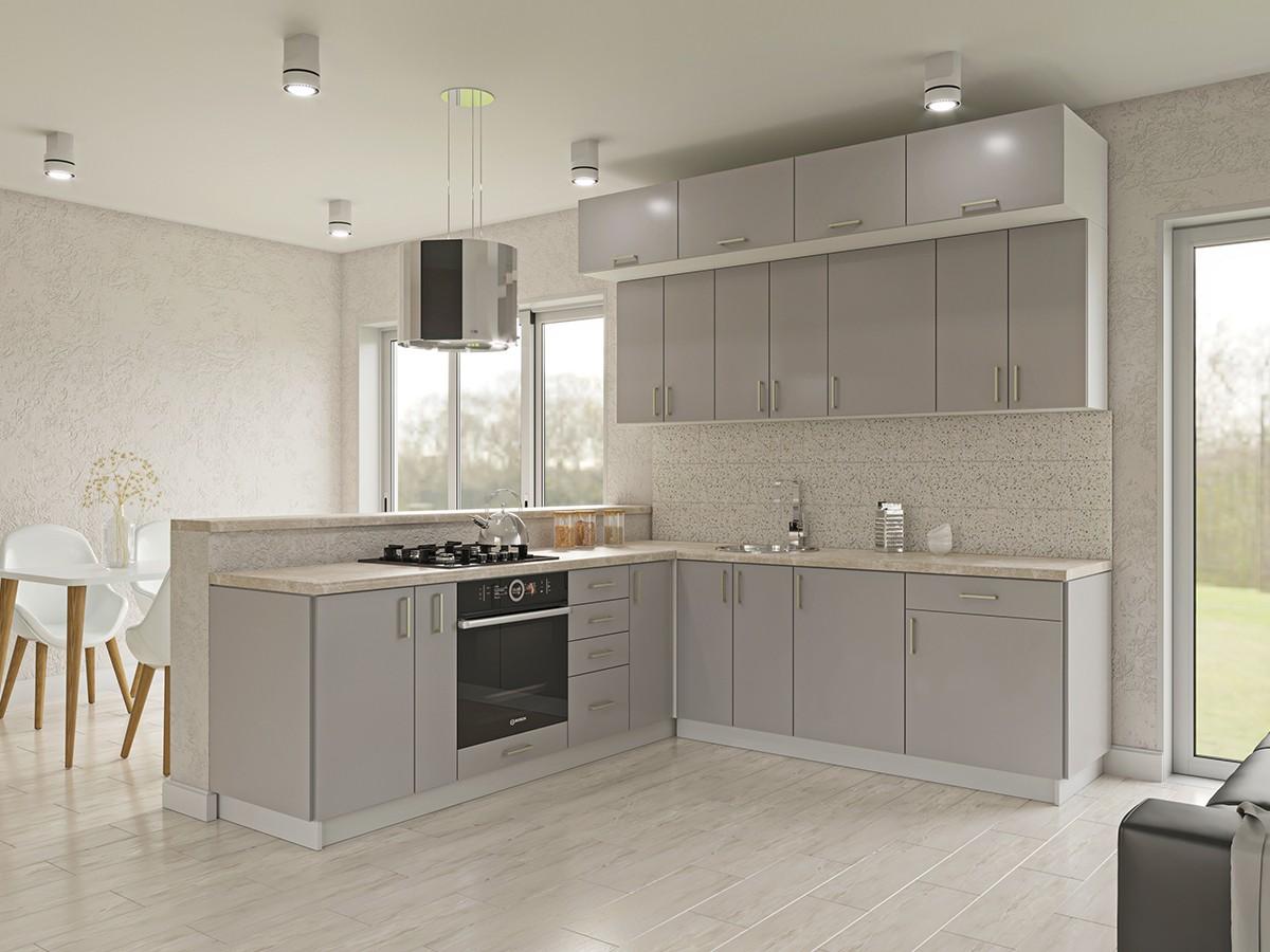 Set mobila bucatarie Confort-NV Modest 2.6x2.3 m Gri Unicolor