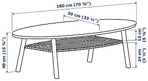 Masuta de cafea, reviste IKEA Stockholm 180x59 Furnir Nuc(Maro)