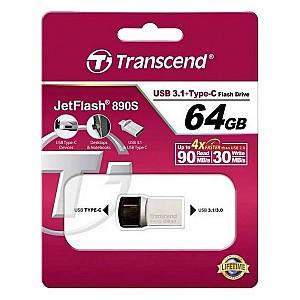 Stick memorie usb Transcend 64GB JetFlash 890 Silver