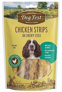 Snackuri pentru caini Dog Fest Chicken strips on chewy stick 90g