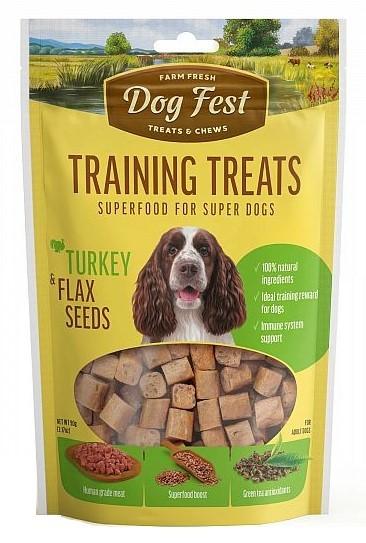Snackuri pentru caini Dog Fest Training treats Turkey & Flax seeds 90g