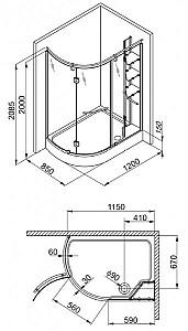 Cabina de dus Aquaform Etna 1200x850 Left (14099)
