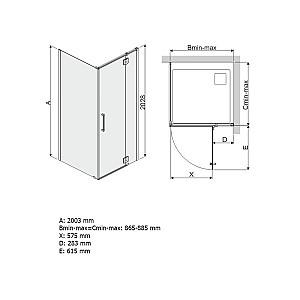 Cabina de dus Sanplast KNDJ2P Space 90 S cm sbW0 Right (600-100-1050-42)