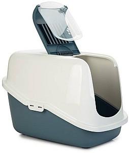 Litiera acoperita pentru pisici Beeztees NESTOR Blue/White