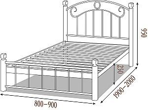 Pat Metall-Design Monro 90x200 (picioare lemn) Negru/Mar