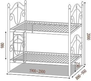 Pat copii Metall-Design Diana 2X 90x200 (picioare lemn) Alb