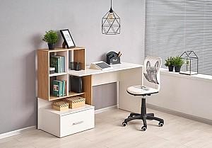 Masa de birou Halmar Grosso Stejar Auriu/Alb