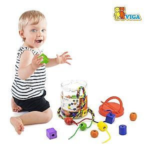 Set de jucarii VIGA Mărgele și figuri geometrice 58466
