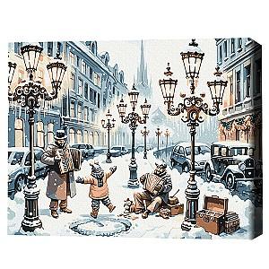 Tablou pe numere BrushMe Odată pe o stradă înzăpezită BS53841