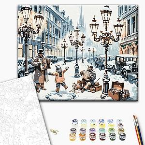 Tablou pe numere BrushMe Odată pe o stradă înzăpezită BS53841