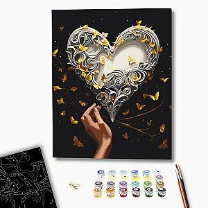 Tablou pe numere BrushMe (pânză neagră/fără cutie) – Dansul fluturilor BSB0015FC