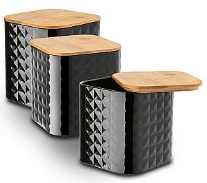 Recipiente pentru condimente Tadar Geometric Black 3pcs