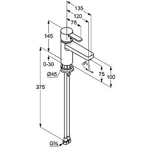 Baterie pentru lavoar Kludi Zenta XL (382620575)