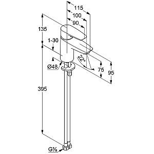 Baterie pentru lavoar Kludi Pure & Solid (340280575)