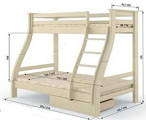 Pat copii MebiGrand Alaska 140х90х200 cm Alb