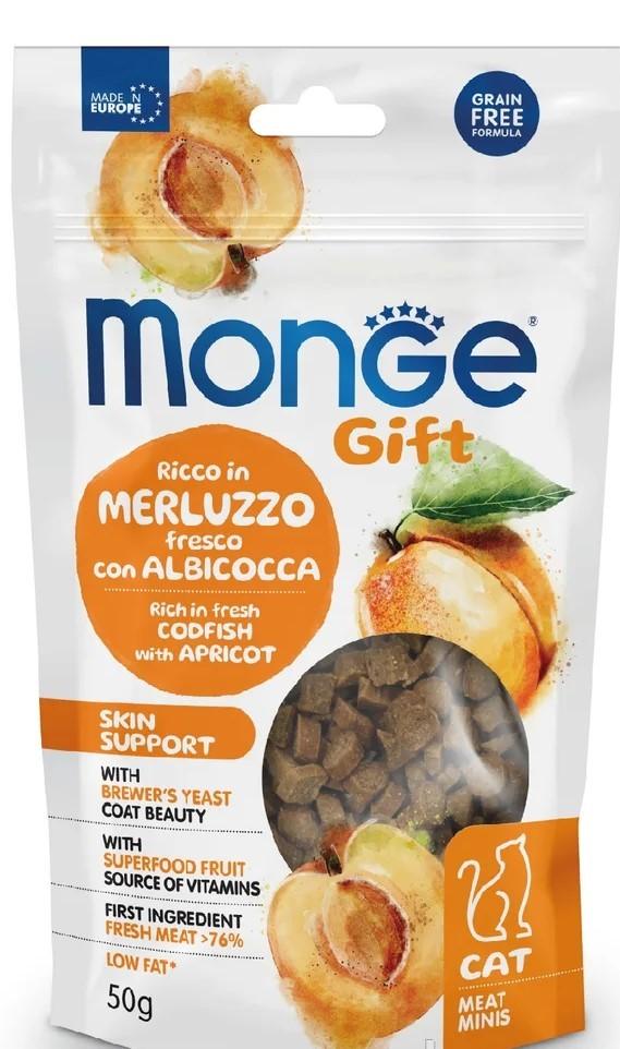 Hrana uscata pentru pisici Monge GIFT MEATMINIS SKIN Codfish/Apricot 50gr