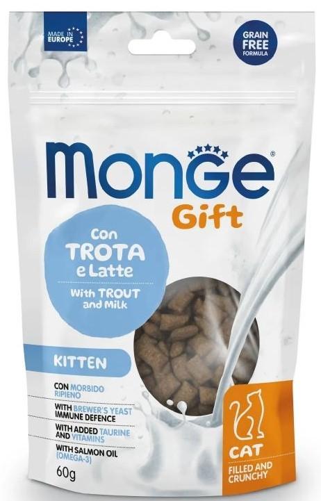 Hrana uscata pentru pisici Monge GIFT FILLED KITTEN Trout/Milk 60gr