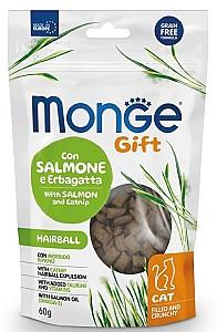 Hrana uscata pentru pisici Monge GIFT FILLED HAIRBALL Salmone/Catnip 60gr
