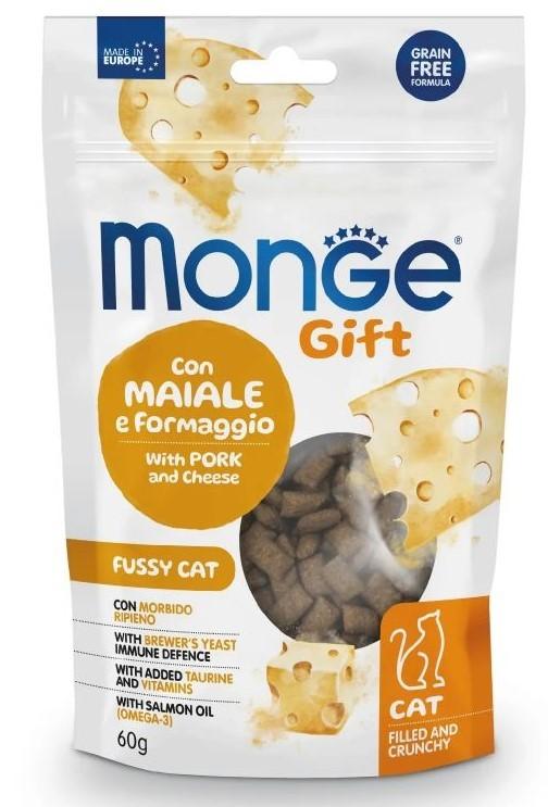 Hrana uscata pentru pisici Monge GIFT FILLED FUSSY Pork/Cheese 60gr