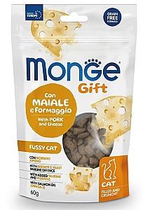 Hrana uscata pentru pisici Monge GIFT FILLED FUSSY Pork/Cheese 60gr