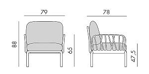 Fotoliu de terasa Nardi KOMODO POLTRONA BIANCO/Ghiaccio Sunbrella 40371.00.138