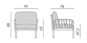 Fotoliu de terasa Nardi KOMODO POLTRONA Sunbrella 40371.00.141 Alb/Canvas (Bej)