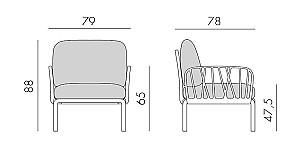 Fotoliu de terasa Nardi KOMODO POLTRONA 40371.10.066 Tortora (Maro)/Trandafir Quartz (Roz)
